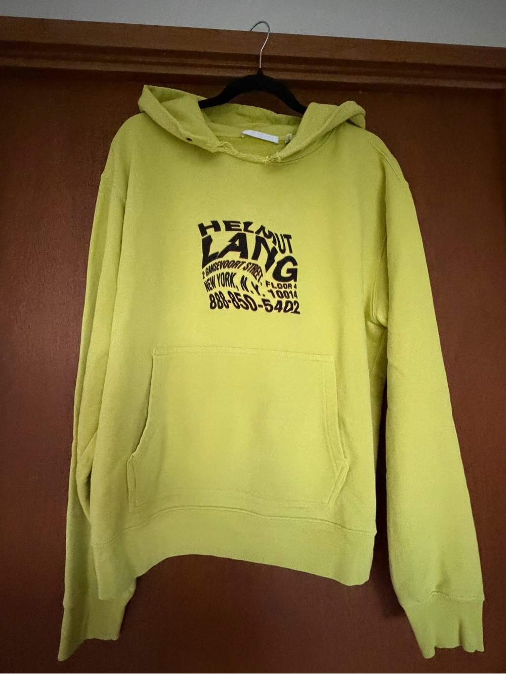 Helmut Lang Lime Green Graphic Crewneck Sweatshirt